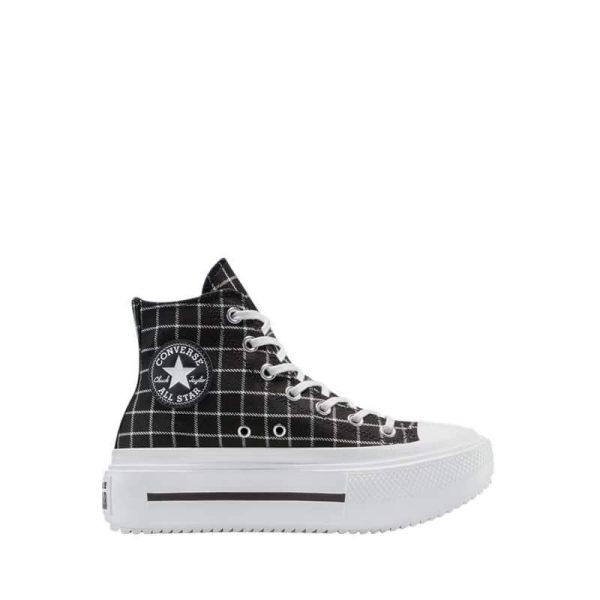 Giày Thể Thao Nữ Converse CTAS Lift Double Stack Plaid: Đế Độn Sành Điệu (Đen)