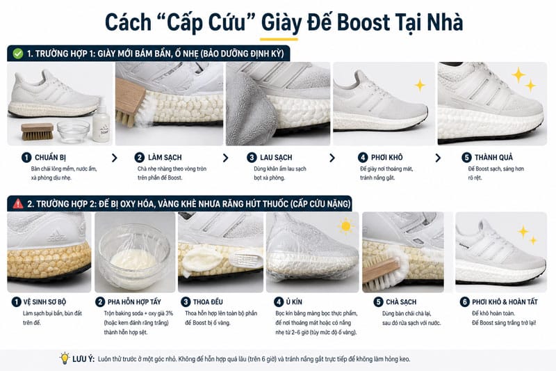 bat mach benh o vang tren de boost cach ve sinh giay adidas sach bong nhu moi 3